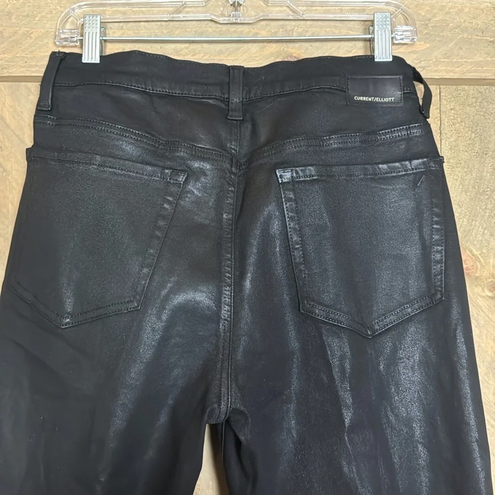 Current/Elliott Boulevard Bootcut coated denim jeans / pants Size 30 Black